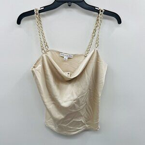 And Now This Womens Size Small Plastic Chain-Strap Satin Tank Top Cream 1260